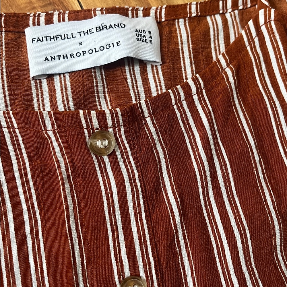 Faithful the Brand x Anthropologie arietta brown stripped long dress -NWOT size4 - Picture 4 of 7